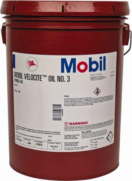 Mobil - 5 Gal Pail Mineral Spindle Oil - ISO 2, 2.1 cSt at 40°C & 0.95 cSt at 100°C - Caliber Tooling