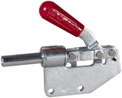 De-Sta-Co - 299 Lb Load Capacity, Straight Base, Carbon Steel, Standard Straight Line Action Clamp - 2 Mounting Holes, 0.27" Mounting Hole Diam, 0.44" Plunger Diam, Straight Handle - Caliber Tooling