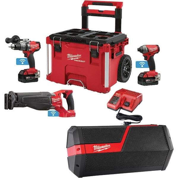 Milwaukee Tool - 18 Volt Cordless Tool Combination Kit - Includes 1/2" Brushless Hammer Drill/Driver, Compact Reciprocating Saw & 1/4" Hex Impact Driver, Lithium-Ion Battery Included - Caliber Tooling