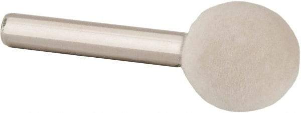 Value Collection - 3/4" Diam, 1/4" Shank Diam, Ball Shaped Mounted Bob - Hard Density, 3/4" Head Length, 2" Shank Length, Wool Felt - Caliber Tooling