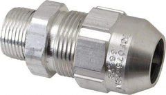 Thomas & Betts - 0.66 to 0.78" Cable Capacity, Class 1, Gas & Vapor Environments, Straight Strain Relief Cord Grip - 3/4 NPT Thread, Aluminum - Caliber Tooling