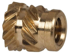 E-Z LOK - 1/8" Drill, 2 56 UNC, 0.141" Diam, Brass Unheaded Heat Installed Threaded Insert - 1/8" Hole, 0.157" OAL - Caliber Tooling