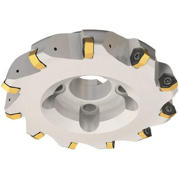 Iscar - 50mm Cut Diam, 22mm Arbor Hole, 3.5mm Max Depth of Cut, 30° Indexable Chamfer & Angle Face Mill - 4 Inserts, H600 WXCU 08 Insert, Right Hand Cut, 4 Flutes, Through Coolant, Series Helido - Caliber Tooling