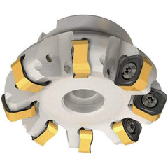 Iscar - 109.7mm Cut Diam, 32mm Arbor Hole, 6mm Max Depth of Cut, 65° Indexable Chamfer & Angle Face Mill - 8 Inserts, OXMT 0507\xB6RXMT 1607\xB6S865 SNMU 1305 Insert, Right Hand Cut, 8 Flutes, Through Coolant, Series Helido - Caliber Tooling