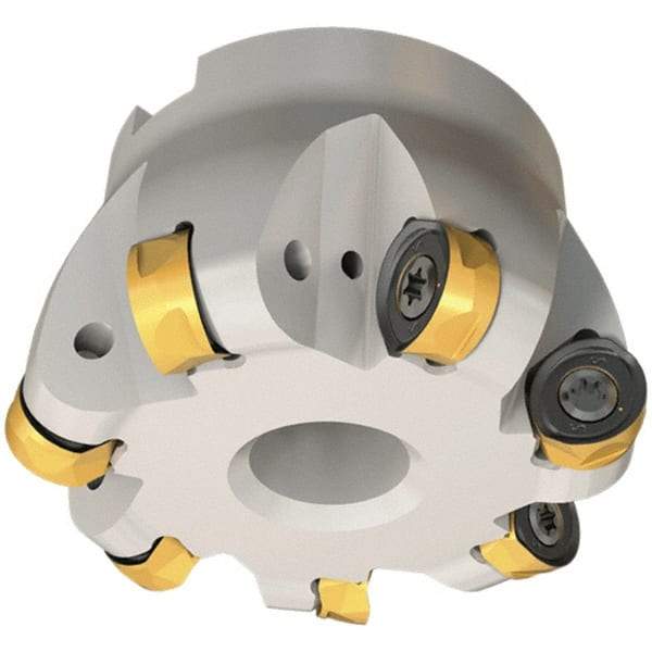 Iscar - 63mm Cut Diam, 12mm Max Depth, 22mm Arbor Hole, 6 Inserts, H400 RNHU Insert Style, Indexable Copy Face Mill - H400 FR-16 Cutter Style, 50mm High, Through Coolant, Series Helido - Caliber Tooling