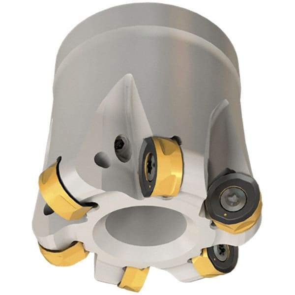 Iscar - 80mm Cut Diam, 8.7mm Max Depth, 27mm Arbor Hole, 8 Inserts, H400 RNHU Insert Style, Indexable Copy Face Mill - H400 FR-12 Cutter Style, 50mm High, Through Coolant, Series Helido - Caliber Tooling