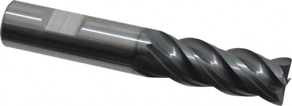 Niagara Cutter - 1/2", 4 Flutes, Single End, Solid Carbide 0.03" Corner Radius End Mill - 3" OAL, Variable Helix Angle, Right Hand Flute, 1-1/4" Length of Cut, Right Hand Cut, Centercutting - Caliber Tooling