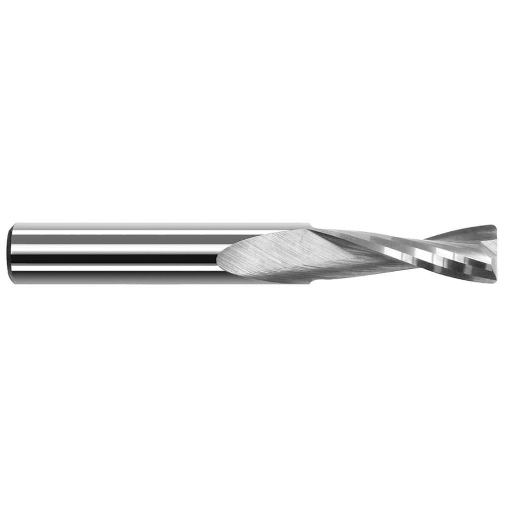 Corner Radius End Mill: 0.0937″ Dia, 1/2″ LOC, 0.01″ Radius, 2 Flutes, Solid Carbide 2″ OAL, 1/8″ Shank Dia, 20 ° Helix, Bright/Uncoated, Corner Radius End