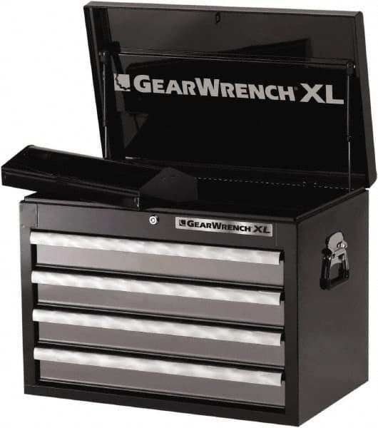 GearWrench - 1 Compartment 4 Drawer Tool Chest - 26" Wide x 16" Deep x 19" High, Steel, Black/Silver - Caliber Tooling