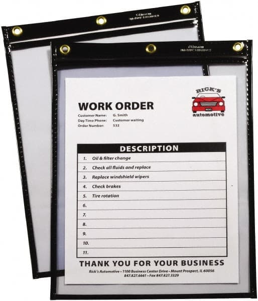 C-LINE - 15 Piece Black/Clear Shop Ticket Holder - 12" High x 9" Wide - Caliber Tooling