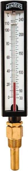 Winters - 30 to 240°F, Industrial Thermometer with Standard Thermowell - 2 Inch Immersion Length, 1.825 Inch Stem Length, 10 Inch Long, 1/2 Inch Thread - Caliber Tooling