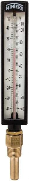 Winters - -40 to 110°F, Industrial Thermometer with Standard Thermowell - 2 Inch Immersion Length, 1.825 Inch Stem Length, 10 Inch Long, 1/2 Inch Thread - Caliber Tooling