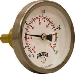 Winters - 30 to 250°F, Industrial Thermometer with Standard Thermowell - 1 Inch Immersion Length, 2.012 Inch Stem Length, 2 Inch Long, 3/4 Inch Thread - Caliber Tooling