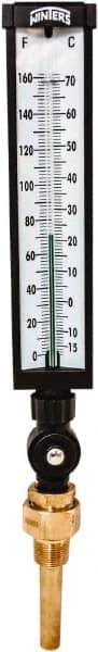 Winters - -15 to 160°F, Industrial Thermometer with Standard Thermowell - 3 Inch Immersion Length, 3-1/2 Inch Stem Length, 17 Inch Long, 3/4 Inch Thread - Caliber Tooling