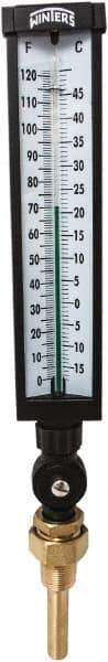 Winters - -15 to 120°F, Industrial Thermometer with Standard Thermowell - 3 Inch Immersion Length, 3-1/2 Inch Stem Length, 17 Inch Long, 3/4 Inch Thread - Caliber Tooling