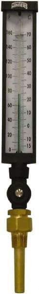 Winters - -15 to 160°F, Industrial Thermometer with Standard Thermowell - 3 Inch Immersion Length, 3-1/2 Inch Stem Length, 17 Inch Long, 3/4 Inch Thread - Caliber Tooling