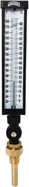 Winters - 30 to 180°F, Industrial Thermometer with Standard Thermowell - 3 Inch Immersion Length, 3-1/2 Inch Stem Length, 17 Inch Long, 3/4 Inch Thread - Caliber Tooling