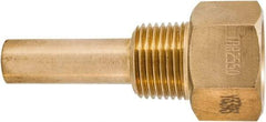 Winters - 3-1/2 Inch Overall Length, 1/2 Inch Thread, Brass Thermowell - 1-3/8 Inch Insertion Length - Caliber Tooling