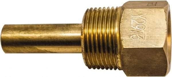 Winters - 3-1/2 Inch Overall Length, 3/4 Inch Thread, Brass Thermowell - 1-3/8 Inch Insertion Length - Caliber Tooling