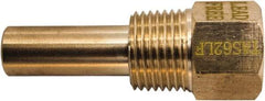 Winters - 2-1/2 Inch Overall Length, 1/2 Inch Thread, Brass Thermowell - 1.3 Inch Insertion Length - Caliber Tooling