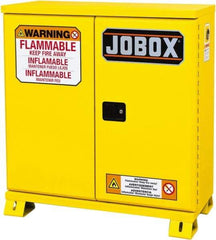 Jobox - 2 Door, 1 Shelf, Yellow Steel Standard Safety Cabinet for Flammable and Combustible Liquids - 49" High x 46-3/32" Wide x 19-5/8" Deep, Manual Closing Door, 30 Gal Capacity - Caliber Tooling