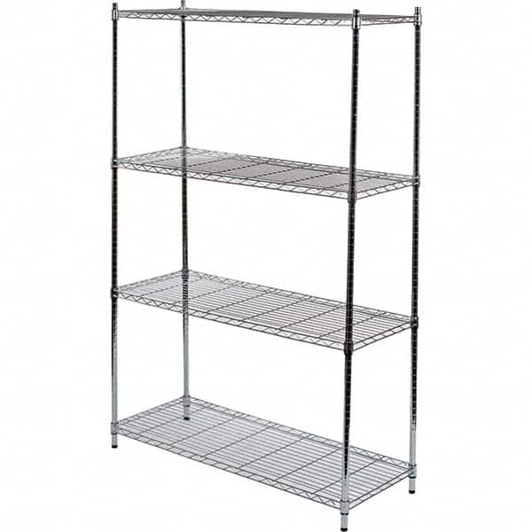 Quantum Storage - 4 Shelf Wire Shelving Unit - 48" Wide x 18" Deep x 72" High, - Caliber Tooling