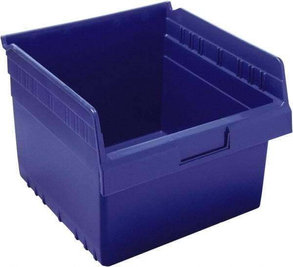 Quantum Storage - 11-5/8" Deep, Blue Polypropylene Hopper Shelf Bin - 8" High x 11-1/8" Wide x 11-5/8" Long - Caliber Tooling