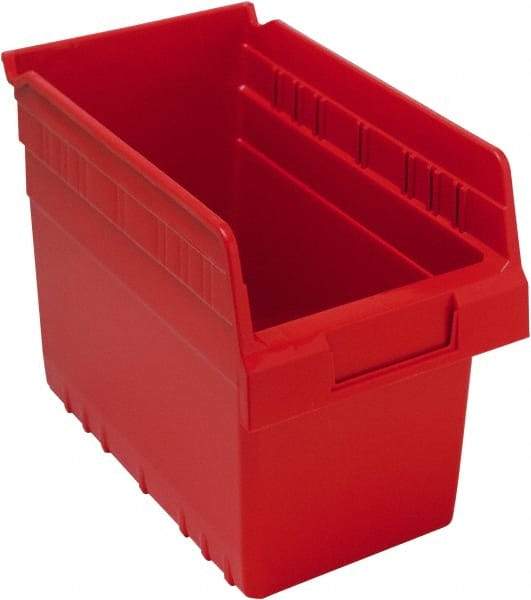 Quantum Storage - 11-5/8" Deep, Red Polypropylene Hopper Shelf Bin - 8" High x 6-5/8" Wide x 11-5/8" Long - Caliber Tooling