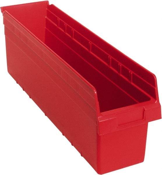 Quantum Storage - 23-5/8" Deep, Red Polypropylene Hopper Shelf Bin - 8" High x 6-5/8" Wide x 23-5/8" Long - Caliber Tooling