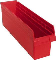 Quantum Storage - 23-5/8" Deep, Red Polypropylene Hopper Shelf Bin - 8" High x 6-5/8" Wide x 23-5/8" Long - Caliber Tooling