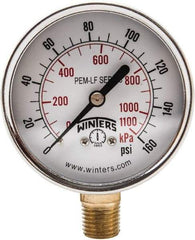 Winters - 2-1/2" Dial, 1/4 Thread, 0-160 Scale Range, Pressure Gauge - Lower Connection Mount, Accurate to 3-2-3% of Scale - Caliber Tooling