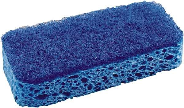 SOS - 4-1/2" Long x 2-1/2" Wide x 0.09" Thick Scouring Sponge - Heavy-Duty, Dark Blue/Light Blue - Caliber Tooling