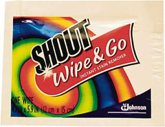 Shout - Pre-Moistened General Purpose Wipes - Packet, 4-3/4" x 5-7/8" Sheet Size, White - Caliber Tooling