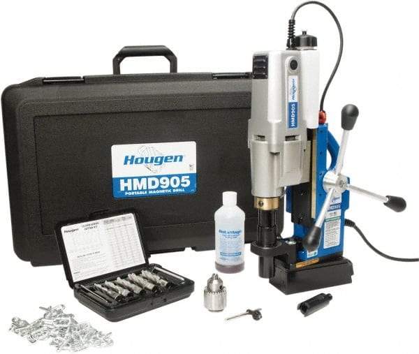 Hougen - 2" Travel, Portable Magnetic Drill Press - 250 & 450 RPM, 9 Amps, 1.5 hp, 1035 Watts - Caliber Tooling