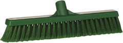 Vikan - 16" Fine Particle Synthetic Push Broom - 2" Bristle Length, Plastic Block, European Threaded Handle Connection - Caliber Tooling