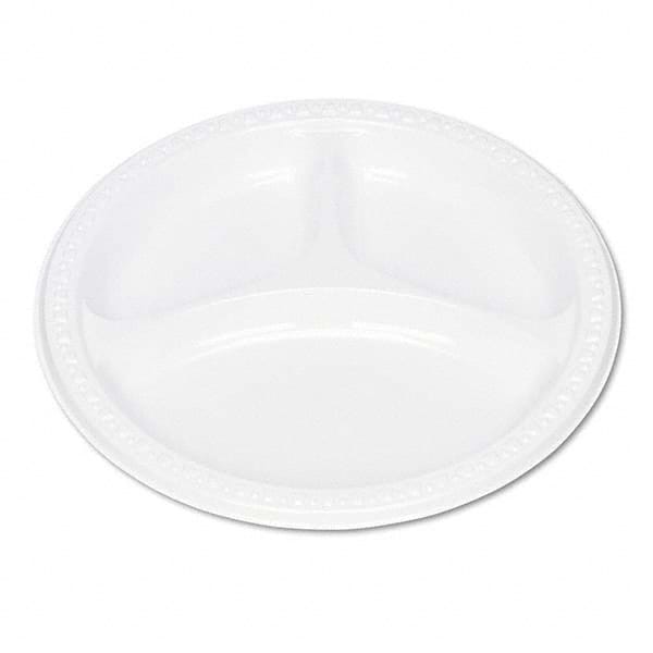 Tablemate Products - Plastic Dinnerware, Compartment Plates, 9" Diam, White, 125/Pack - Caliber Tooling