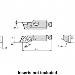 Kennametal - Series Screw-On, Left Hand, SCTP Toolholder Compatibility, CP.. Insert Compatibility, Indexable Turning Cartridge - Screw Holding Method, 32mm OAL x 7mm OAW x 11mm OAH - Caliber Tooling