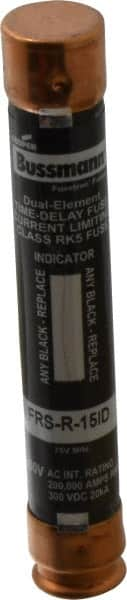 Cooper Bussmann - 300 VDC, 600 VAC, 15 Amp, Time Delay General Purpose Fuse - Fuse Holder Mount, 127mm OAL, 20 at DC, 200 (RMS) kA Rating, 20.6mm Diam - Caliber Tooling