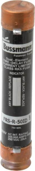 Cooper Bussmann - 250 VDC, 600 VAC, 50 Amp, Time Delay General Purpose Fuse - Fuse Holder Mount, 5-1/2" OAL, 20 at DC, 200 (RMS) kA Rating, 27mm Diam - Caliber Tooling