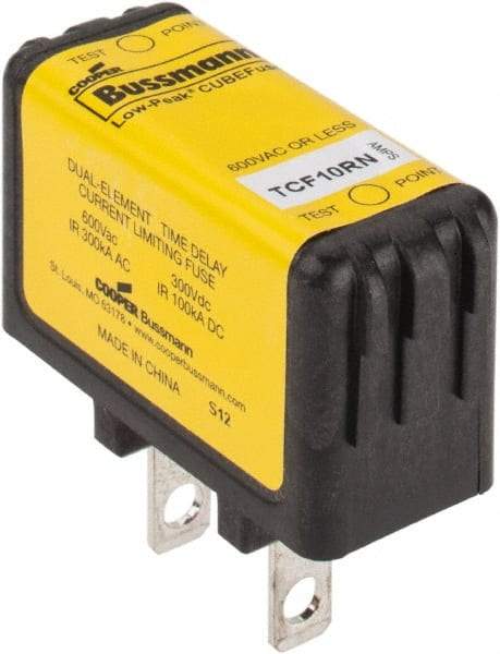 Cooper Bussmann - 300 VDC & 600 VAC, 10 Amp, Time Delay General Purpose Fuse - Plug-in Mount, 47.75mm OAL, 100 at DC, 200 (CSA RMS), 300 (UL RMS) kA Rating - Caliber Tooling