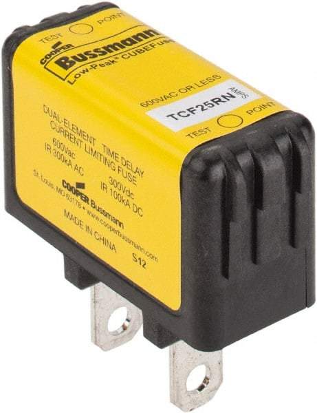 Cooper Bussmann - 300 VDC & 600 VAC, 25 Amp, Time Delay General Purpose Fuse - Plug-in Mount, 47.75mm OAL, 100 at DC, 200 (CSA RMS), 300 (UL RMS) kA Rating - Caliber Tooling