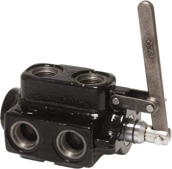 Parker - 25 GPM 3/4 Inlet Cast Iron Hydraulic Control Valve - 1-1/16 - 12 Thread, 3,000 psi, 4.38" Wide x 8-1/2" Long - Caliber Tooling