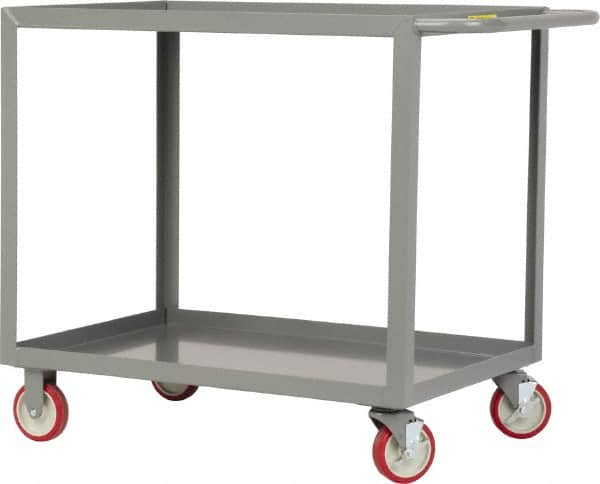 Little Giant - 1,200 Lb Capacity, 18" Wide x 24" Long x 35" High Service Cart - 2 Shelf, Steel, 2 Rigid/2 Swivel Casters - Caliber Tooling