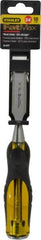 Stanley - 9" OAL x 3/4" Blade Width Wood Chisel - 3/4" Tip, Acetate & Rubber Grip Handle - Caliber Tooling