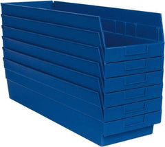 Quantum Storage - 50 Lb. Load Capacity, 23-5/8" Deep, Blue Polypropylene Hopper Shelf Bin - 6" High x 8-3/8" Wide x 23-5/8" Long - Caliber Tooling