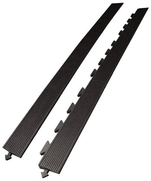 Wearwell - 5' Long x 3' Wide x 5/8" Thick, Anti-Fatigue Modular Matting Ramp Edge - Male, 1 Interlocking Side, Black, For Dry Areas, Series 502 - Caliber Tooling