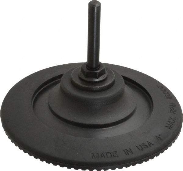 Made in USA - 4" Diam Quick-Change Type S Disc Backing Pad - 1/4" Shank Diam, Medium Density, 15,000 RPM - Caliber Tooling