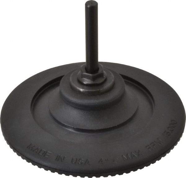 Made in USA - 4" Diam Quick-Change Type R Disc Backing Pad - 1/4" Shank Diam, Medium Density, 15,000 RPM - Caliber Tooling