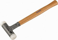 HALDER - 15 oz Head 1-3/16" Face Diam Nylon Dead Blow Hammer - 13" OAL, Hickory Handle - Caliber Tooling