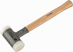 HALDER - 35 oz Head 2" Face Diam Nylon Dead Blow Hammer - 14-1/2" OAL, Hickory Handle - Caliber Tooling